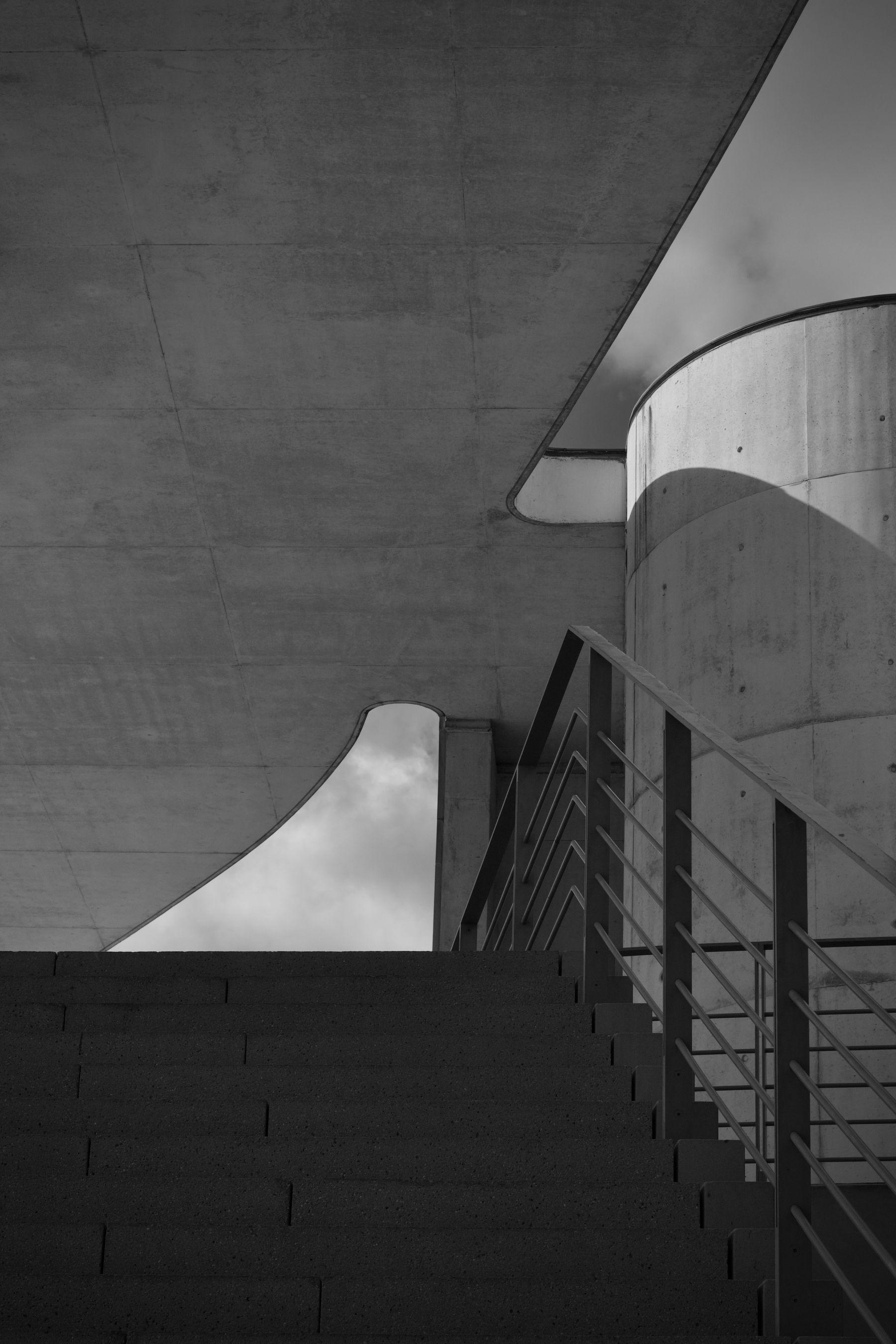 Modern concrete architecture in black and white