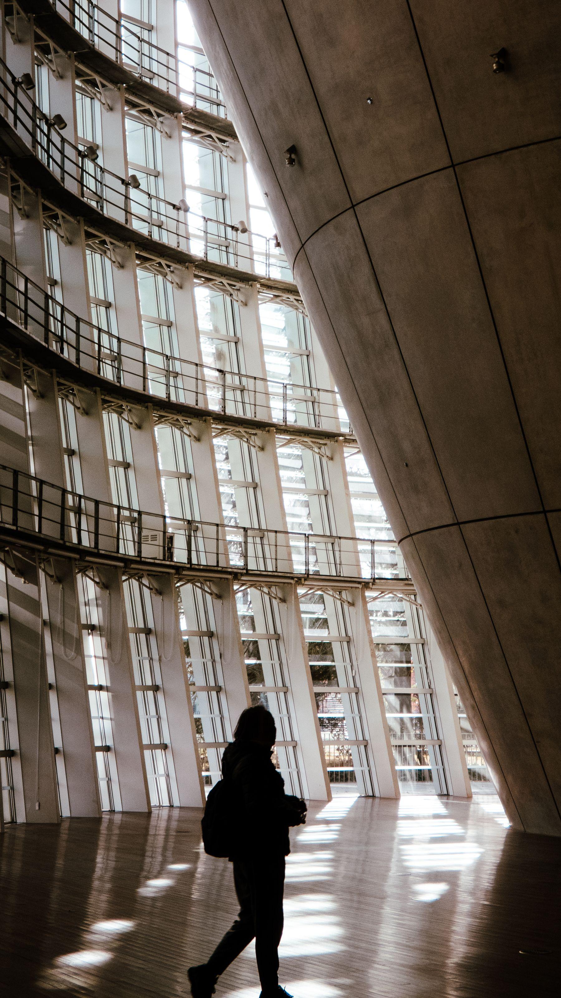 Person in monumental architecture